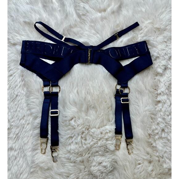 Honey Birdette ELVIS💙 Navy Blue Monogram Branded Garter XS - Picture 1 of 3